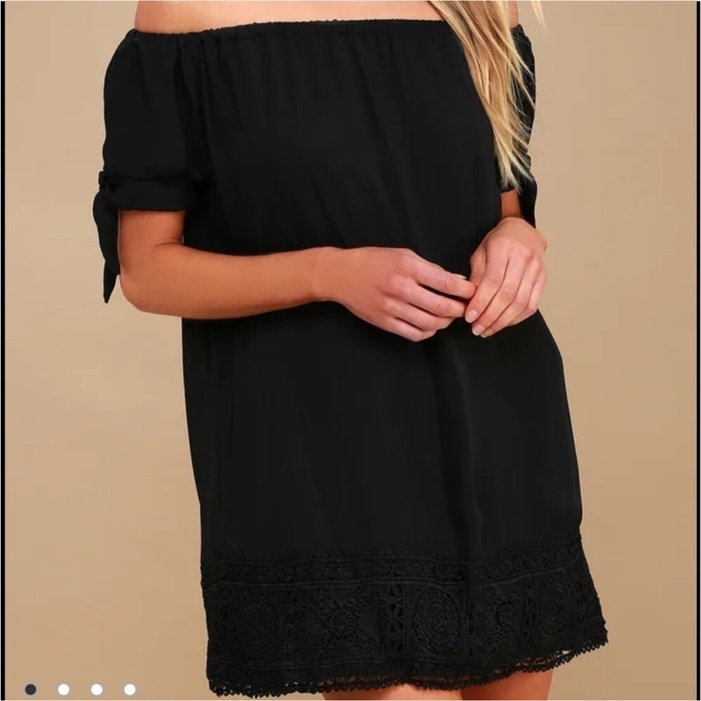 Lulus Moment In The Sun Black Lace Off-the-shoulder Dress - Picture 7 of 10